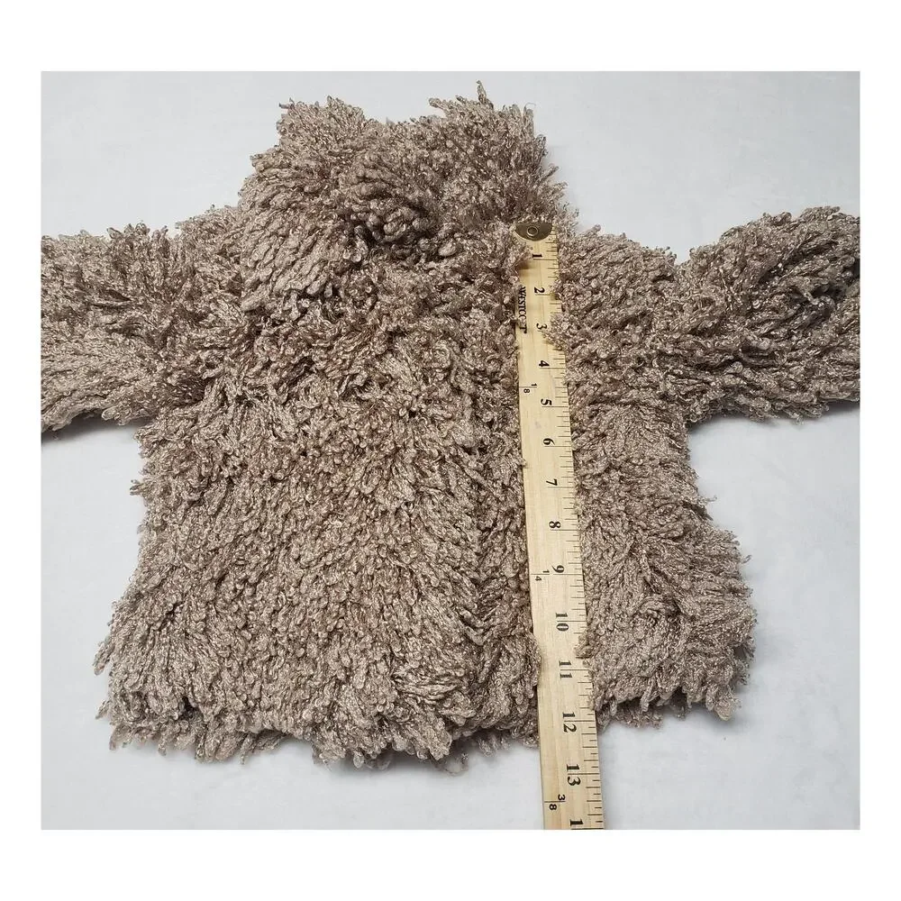 Piece Of Cake Toddler Faux Fur Jacket XS Brown Y2K 2000s Teddy Bear Cozy Coat